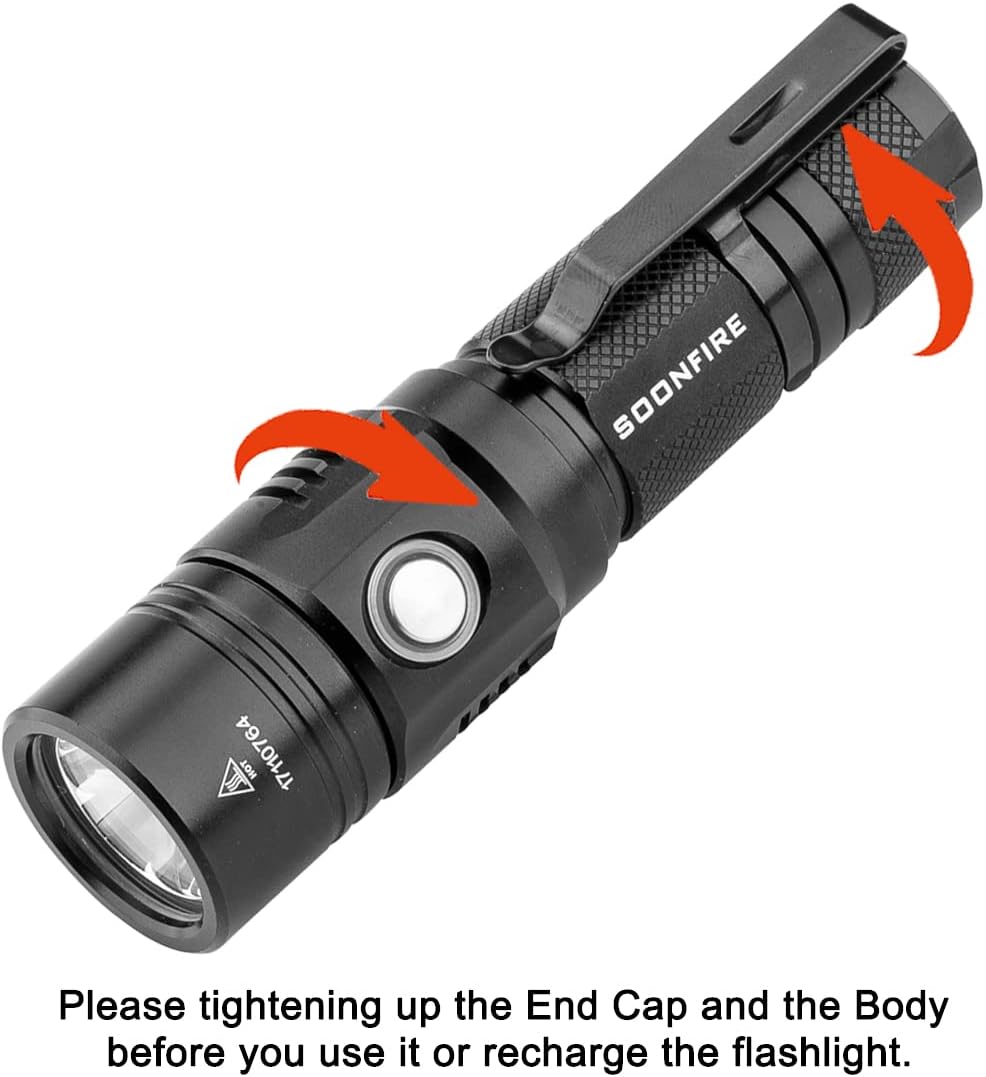 Skiennix 1000 Lumens LED Flashlight - USB Rechargeable, Waterproof, Compact EDC for Camping & Security