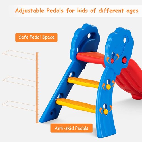 Baby Joy Folding Slide - Indoor Plastic Play Slide Climber for Kids | Floral Rail Design