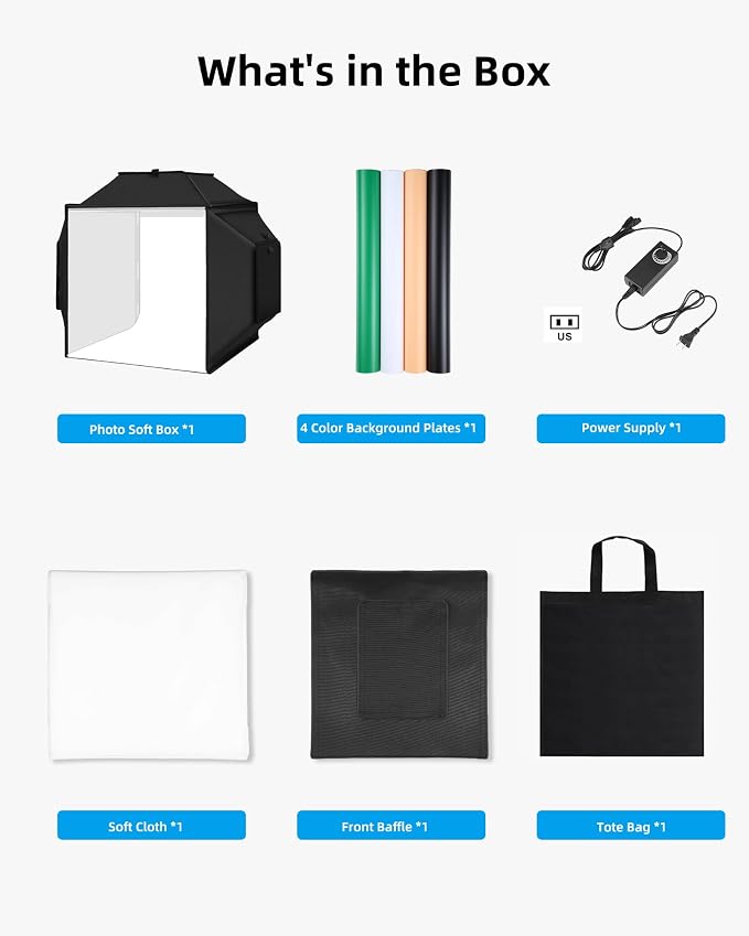 Glendan Portable Light Box Photography: 16"x16" Professional Dimmable Photo Box