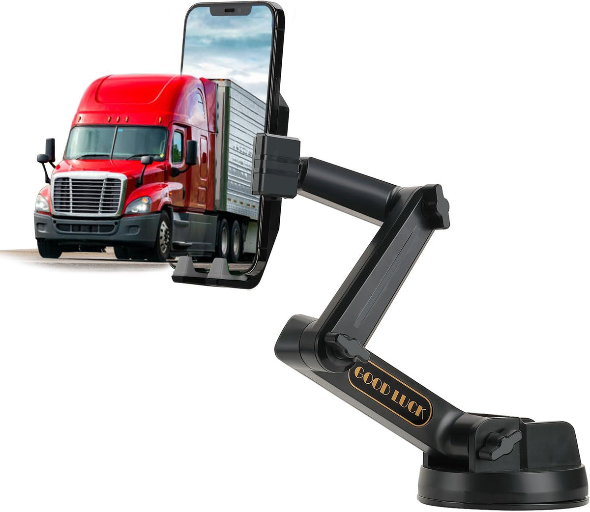 Phone Mount for Truck, Truck Phone Holder Mount Heavy Duty, Dashboard Windshield Phone Holder for Semi Truck, Suction Cup Phone Mount for Truck Accessories, Compatible with iPhone/Samsung