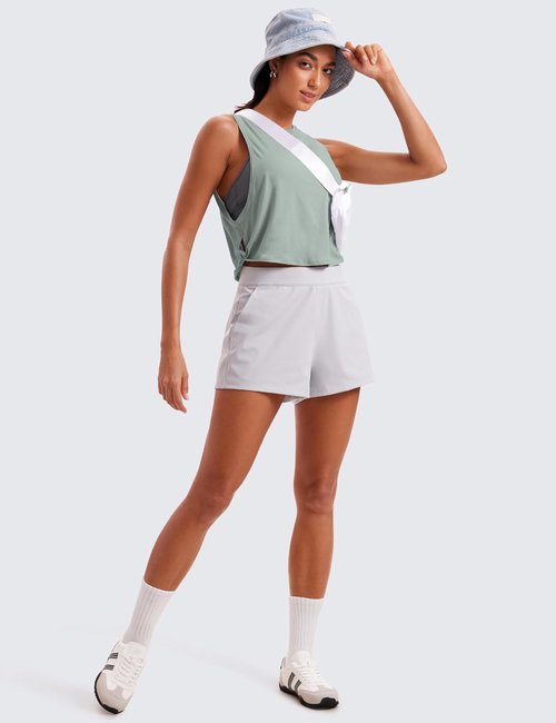 CRZ YOGA Pima Cotton Tank Tops for Women - Loose Fit Sleeveless Athletic Crop Shirts | Perfect for Yoga & Gym