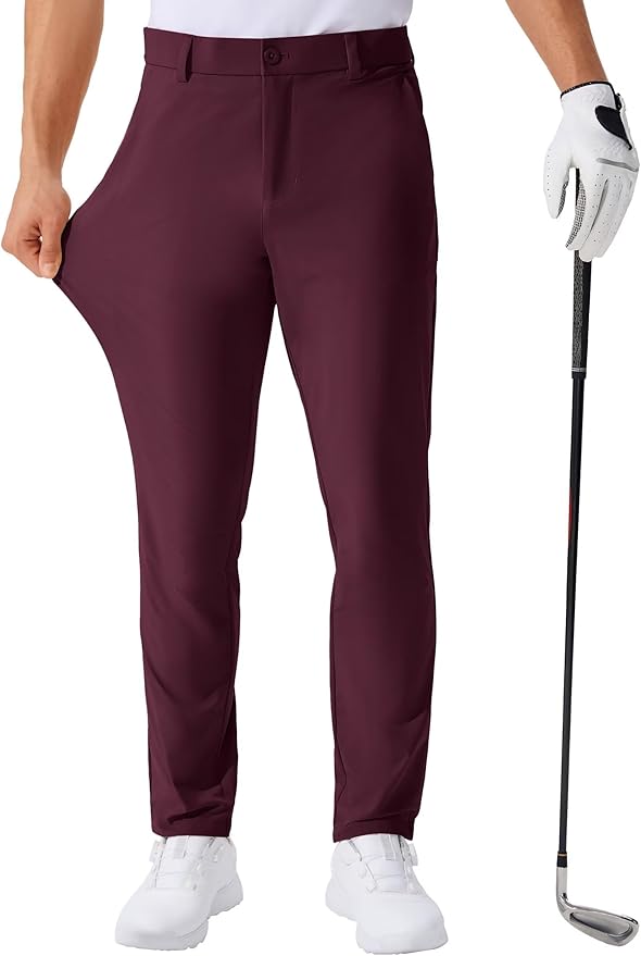 QPNGRP Men's Golf Pants 30"/32"/34" Inseam Lightweight Stretch Work Dress Pants