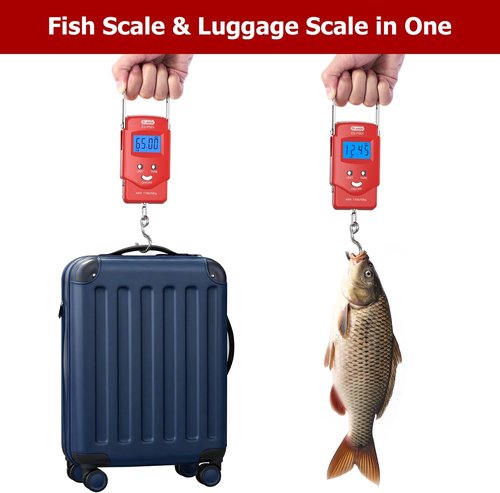 Dr.meter Digital Fishing Scale - 110lb Backlit LCD Display with Measuring Tape | Compact & Portable Gift for Men