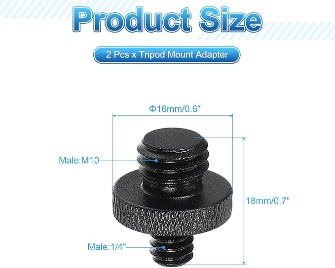 PATIKIL Tripod Screw Adapter 1/4" Male to M10 Male, 18 mm