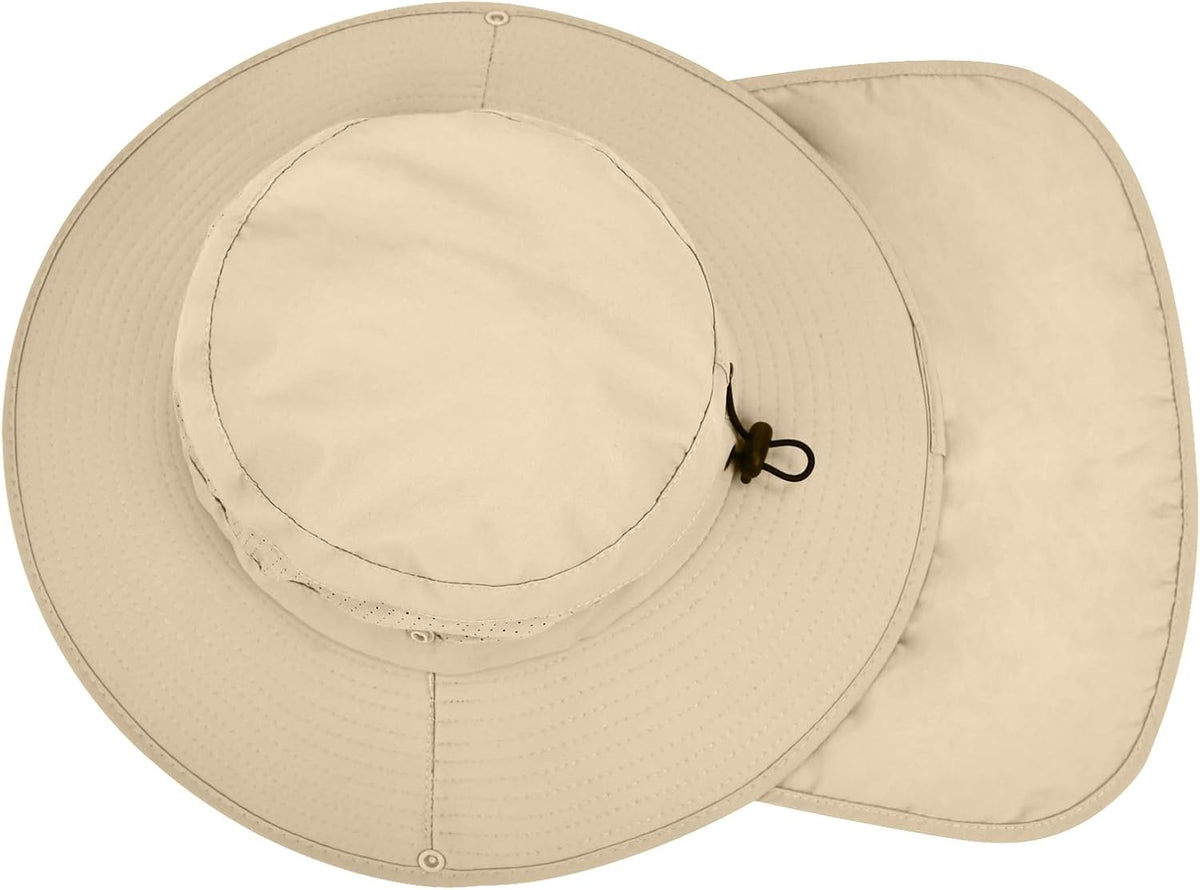 Sun Hats | UPF 50+ Protection Safari Hat for Men & Women - Wide Brim Fishing Hat with Neck Flap