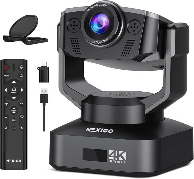 NexiGo Zoom Certified, N990 4K PTZ Webcam, Video Conference Camera System