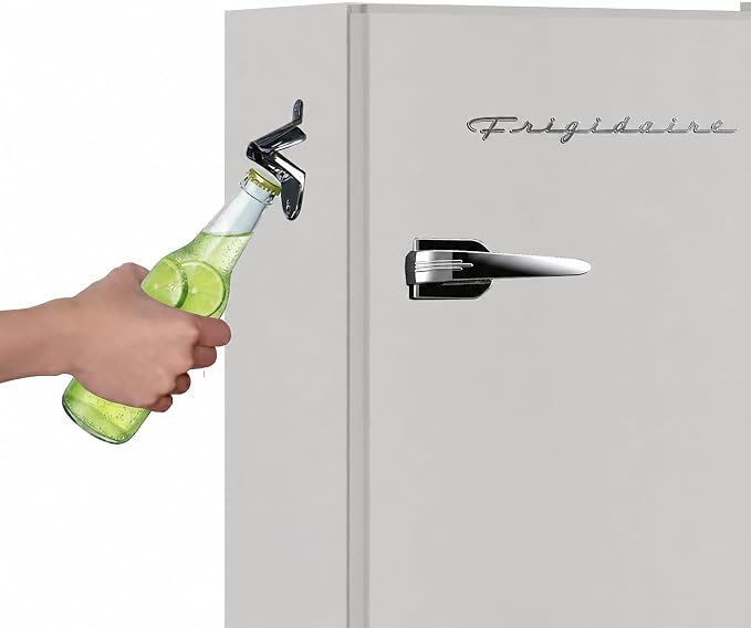 Frigidaire Retro Compact Fridge with Chiller, 3.2 cu ft Countertop Fridge with Built-In Bottle Opener, Compact Refrigerator for Office, Bedroom, Dorm Room or Cabin - 16.5"D x 19"W x 31"H (Moonbeam)