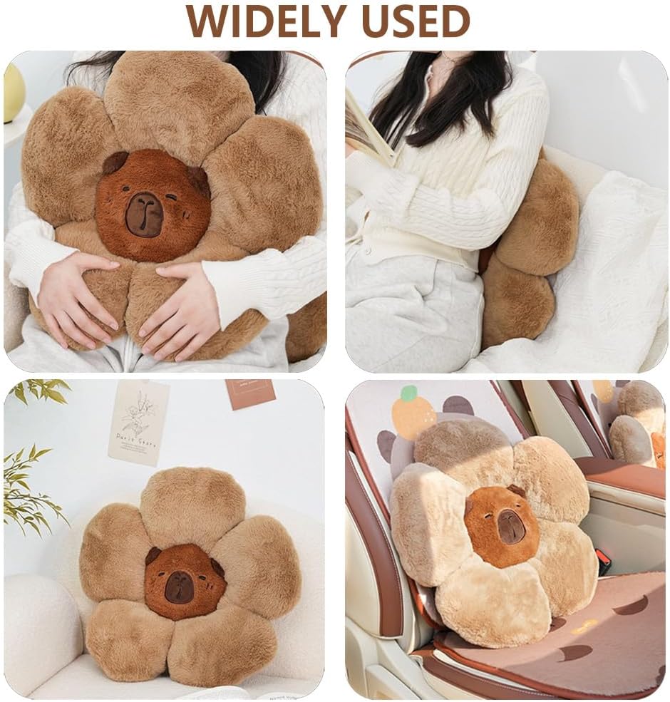 LYFJMUS 4 Pack Plush Capybara Car Headrest Pillow and Lumbar Support Pillow Kawaii Plushies Capybara Stuffed Headrest Cute Car Decor for Car Driving