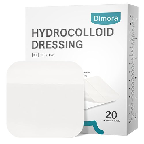 Dimora Hydrocolloid Wound Dressing - Ultra Thin 4" x 4" Large Self-Adhesive Bandages | 20 Pack