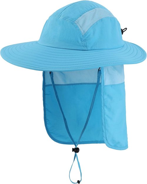 Home Prefer UPF 50+ Men's Wide Brim Fishing Hat - Sun Protection Cap with Neck Flap for Outdoor Use