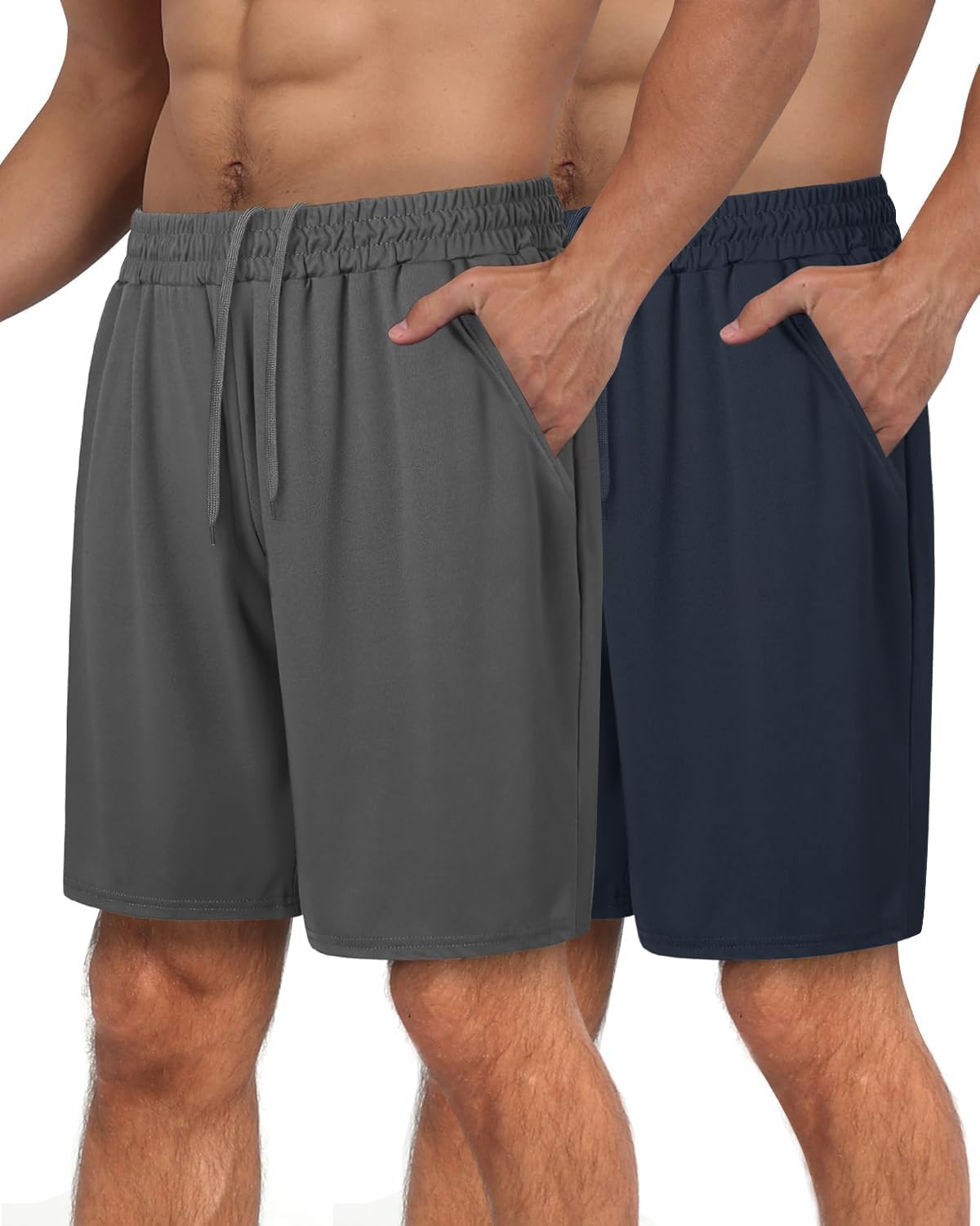 Skiennix Men's Athletic Shorts - Quick-Dry Workout & Basketball Shorts | Black, 6-Pack with Pockets