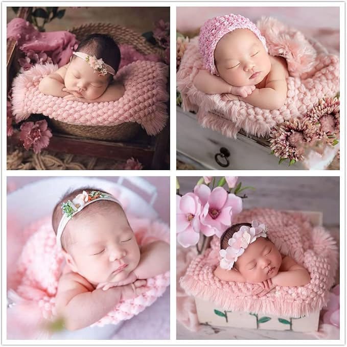 Zeroest Baby Photography Props Basket Braid Wool Wrap Newborn Photo Shoot