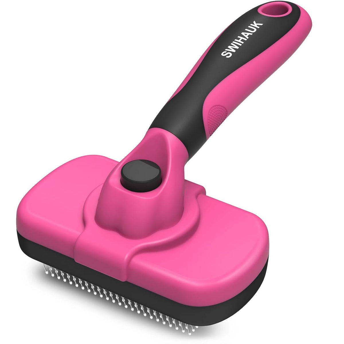 Swihauk Self-Cleaning Slicker Brush - Skin-Friendly Grooming & Deshedding for Dogs & Cats | Pink