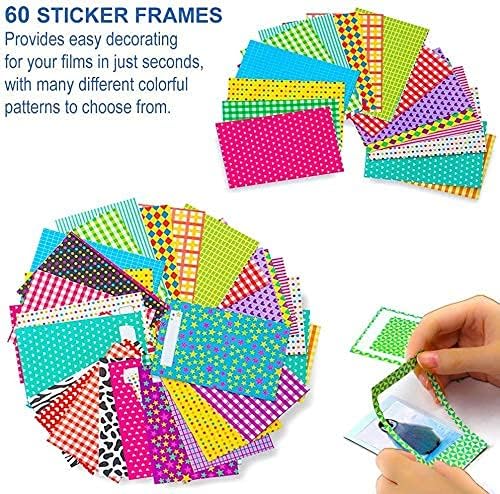 Fujifilm Instax Mini Instant Film 5 Plastic Desk Frames, 60 Sticker Frames