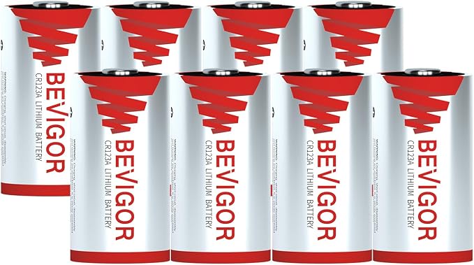BEVIGOR CR123A 3V Lithium Battery 8 Pack, 1500mAh Camera CR123A Battery