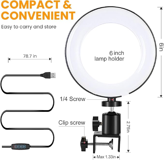 Video Conference Lighting Kit, Ring Light Clip on Laptop Monitor
