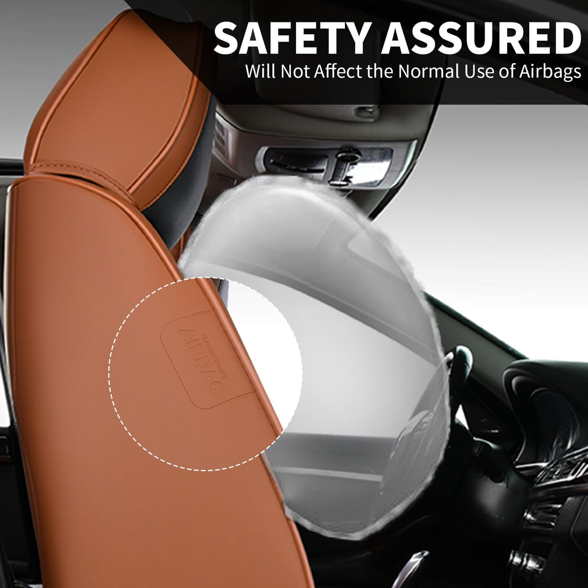 FLORICH Car Seat Covers Front Leather Seat Cover Waterproof Seat Cover for SUV Full Coverage Car Seat Protector Universal Fit for Most Cars Trucks SUV, Brown&Black