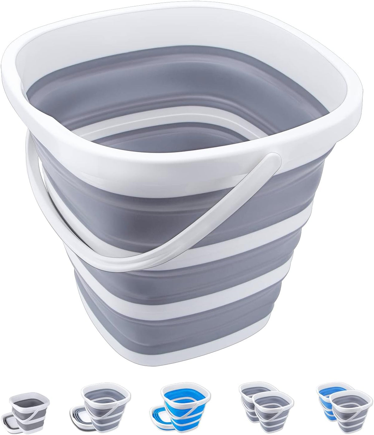2 Pack Collapsible Buckets 10L 2.6 Gallon Cleaning Bucket Mop Bucket Folding Foldable Portable Small Plastic Water Supplies for Outdoor Garden Camping Fishing Car Wash Space Saving Square