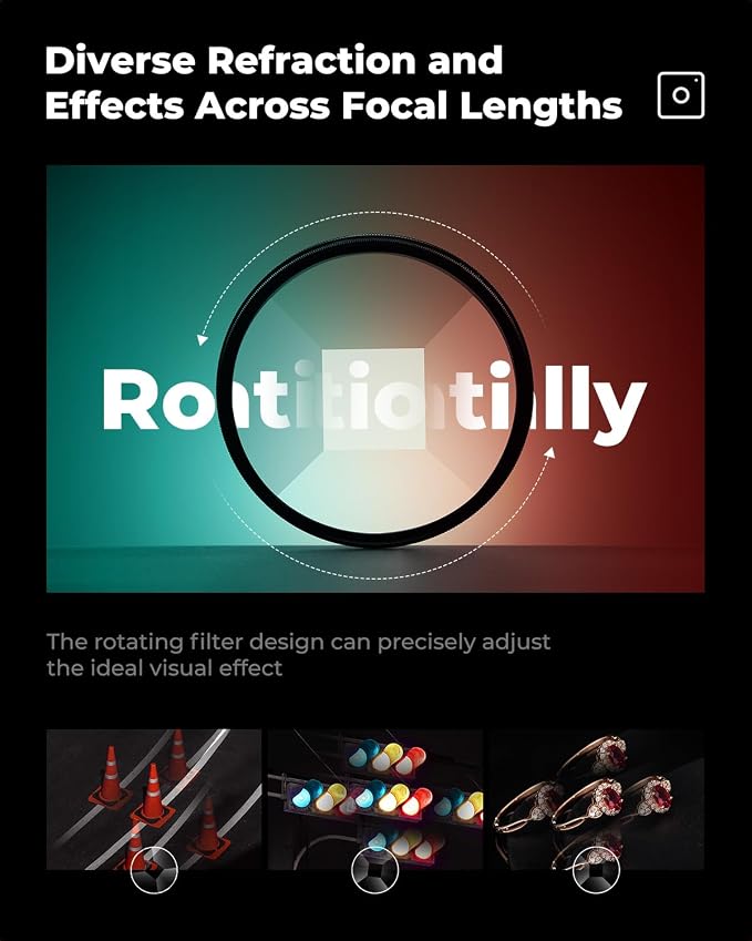 K&F CONCEPT 77m Fractal Filter Rotatable Prism Camera Lens 4+1 Fractal Special