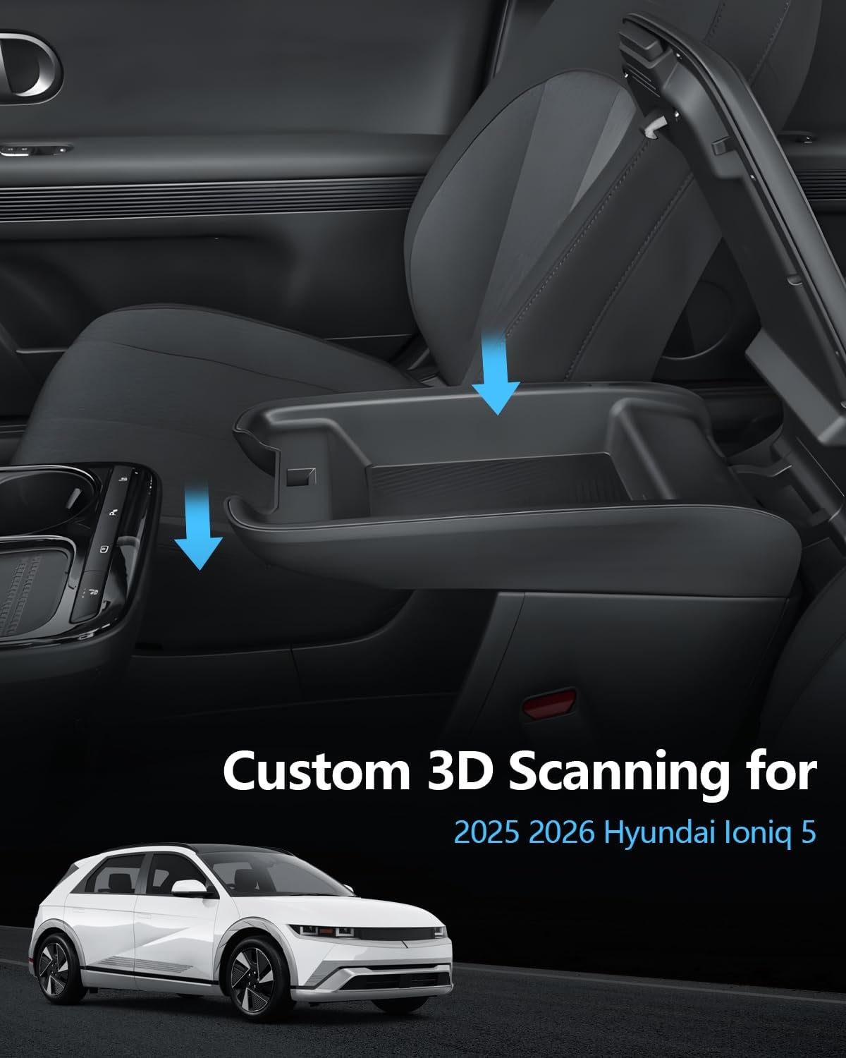 SKTU 2PCS for 2025 2026 Ioniq 5 Center Console Organizer for 2025 2026 Hyundai Ioniq 5 Accessories Console Tray & Lower Console Tray Ioniq 5 ABS Console Organizer with Coin Holder (Not fit Ioniq 5 N)
