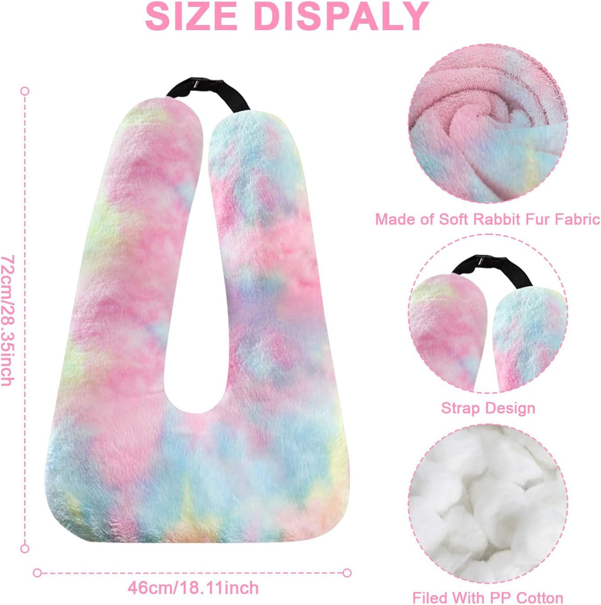 Travel Pillow, Travel Pillow for Kids, Sleeper Hold Pillow Travel, Removable U-Shaped Pillow for Adults and Children to Support Head and Body in The Back Seat of Long Car Trips (DCPink)