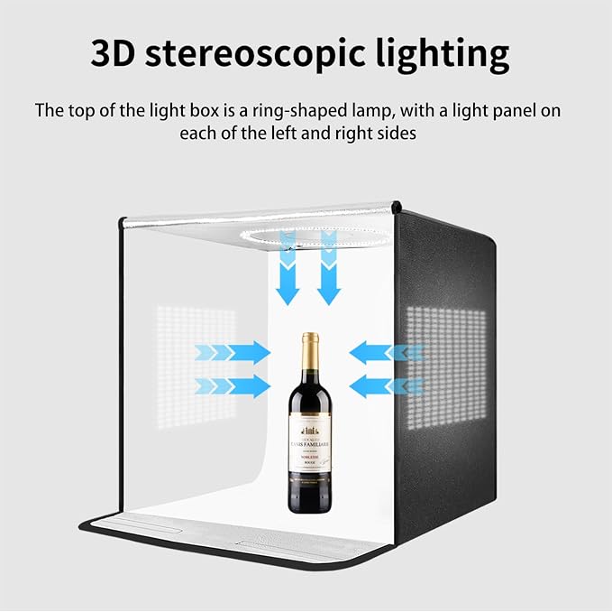 Pro 20"x20" Photo Studio Light Box 3-Side Light Panel/3-Temp/Dimmable