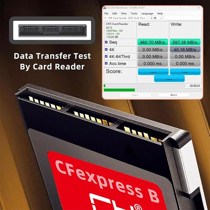 CFexpress Type-B 64GB Memory Card CFE CFB Adapter Compatible