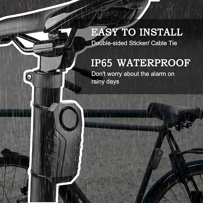 Wsdcam 113dB Bike Alarm Wireless Vibration Motion Sensor Waterproof Motorcycle