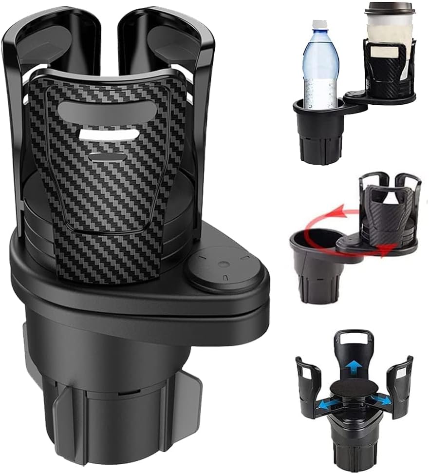 Car Cup Holder Expander for 2024-2025 2026 Toyota Land Cruiser, Cup Holder Adapter with Expandable Arm and Adjustable Base,Matte Black