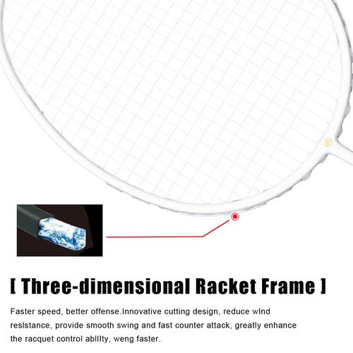 ALPSPORT ZJ Titanium Net 4U G5 Full Carbon Fiber Professional Badminton Racket, Graphite Racquets with Gift Box, 1 Flannel Bag, 2 Grips Tapes, Padel Raket for Team Sports Training (White)