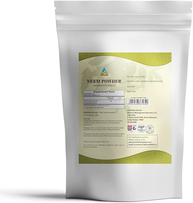 HERBAL HILLS Neem Leaf Powder and Bilva Bael Leaf Powder Pack of 2 Combo