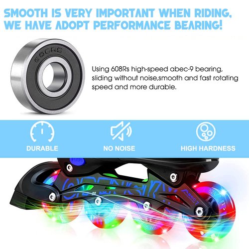 8 Pack Light Up Inline Skate Wheels 64mm 72mm 76mm 80mm Inline Wheels with ABEC-9 Bearing for inline Skate Wheels - 85A Inline Wheels for Indoor & Outdoor