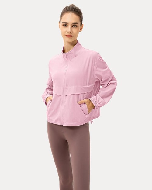 Locachy Women's Athletic Jacket - Lightweight Zip-Up, Windproof & Sun Protection | Ideal for Outdoor Workouts