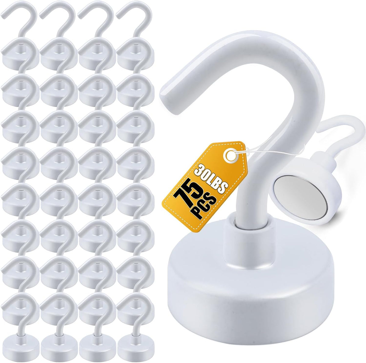 DIYMAG Magnetic Hooks 75pcs 30lbs Cruise Essentials 2026 Magnet Hook White