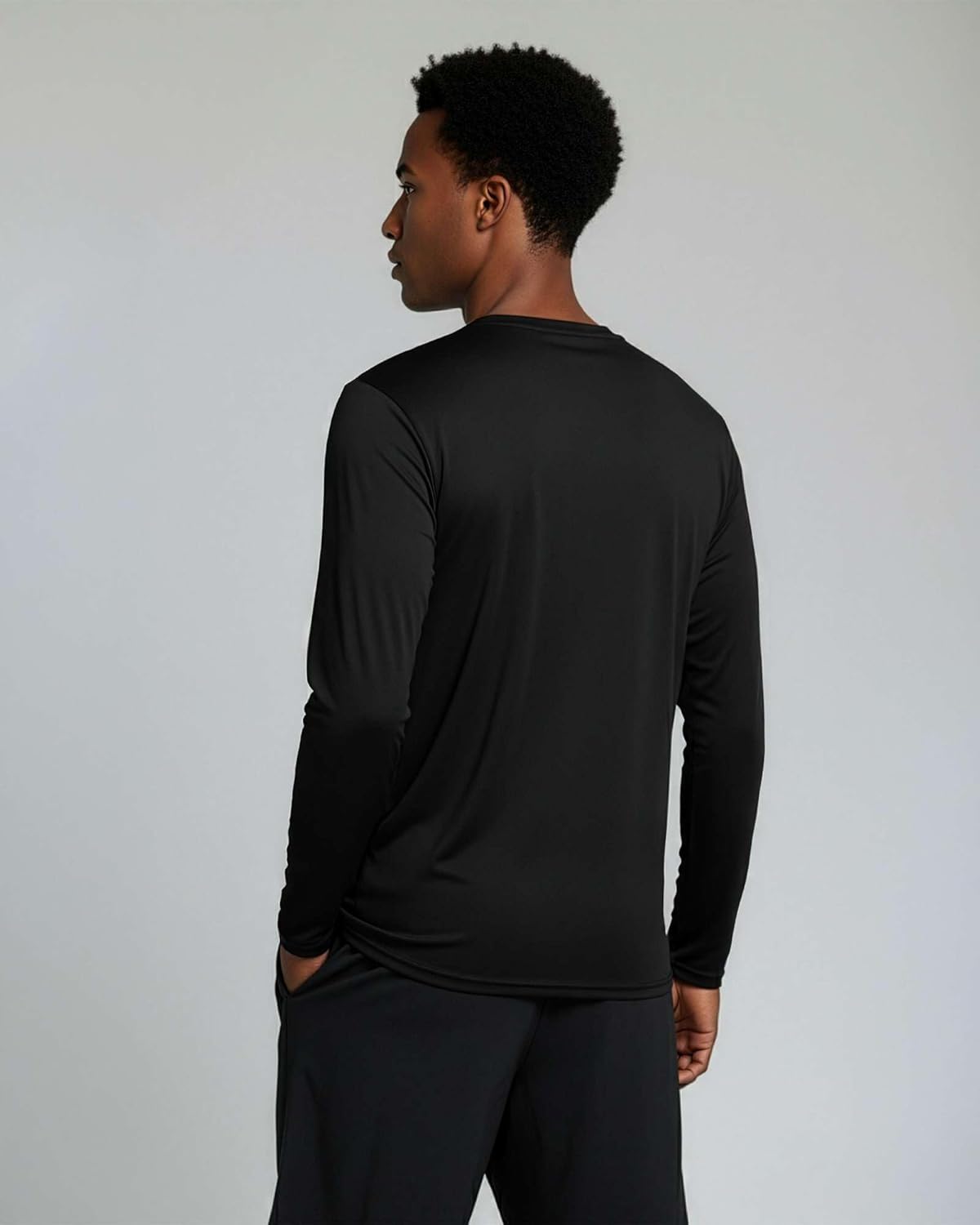 Real Essentials Men's Long Sleeve Dry Fit T-Shirts - UPF 50 Sun Protection for Hiking & Gym | 4 Pack