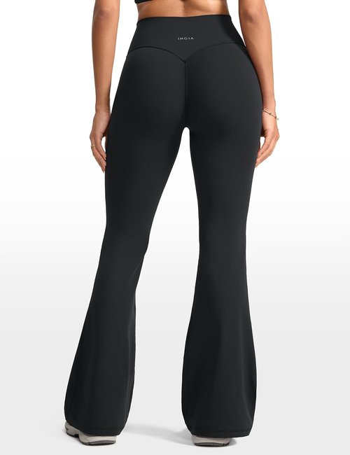 INGIA High Waist Scrunch Butt Flare Leggings - 31" V-Back Bootcut Yoga Pants for Women