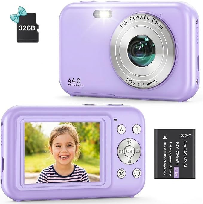 Digital Camera, FHD 1080P 44MP Compact Small Digital Camera