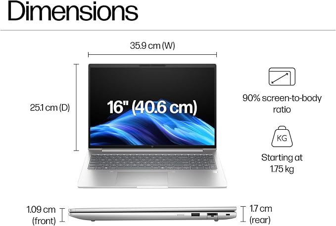 HP EliteBook 6 G1i Laptop Computer, Ultra 7 255U, 16GB DDR5, 512GB SSD | Idea for Business Daily Work, Lifetime Office 365, Backlit Keyboard, Thunderbolt 4, Windows 11 Pro, Pale Silver