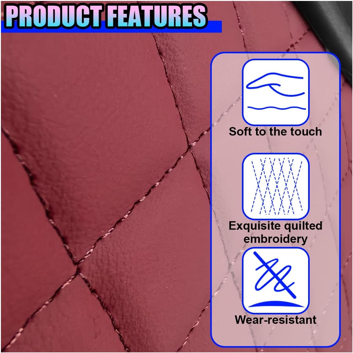 Leather Car Center Console Cover, Armrest Booster Cushion,Burgundy