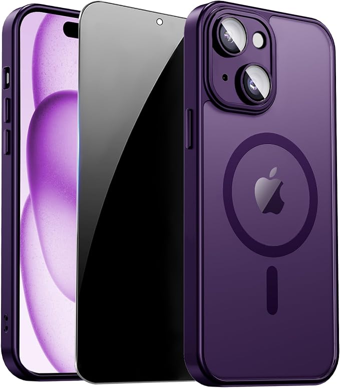 for iPhone 15 Plus Case with Privacy Screen Protector and Camera Protection