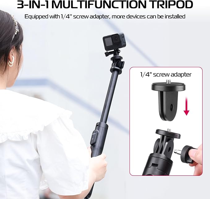 ULANZI SK-03 Selfie Stick Tripod, 3 in 1 Extendable Phone Holder