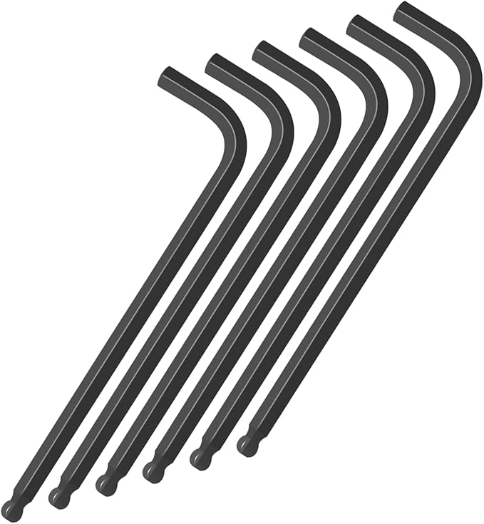 5mm Extra Long Arm Ball End Hex Key Set, 6pcs L-Shaped Allen Wrenches, CR-V Steel, Black Oxide Finish, High Torque Repairing Tool for Furniture, Bike, Equipment Maintenance