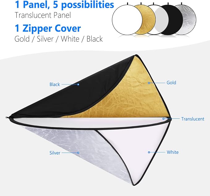 NEEWER 32 Inch/80 Centimeter Light Reflector Light Diffuser 5 in 1 Collapsible