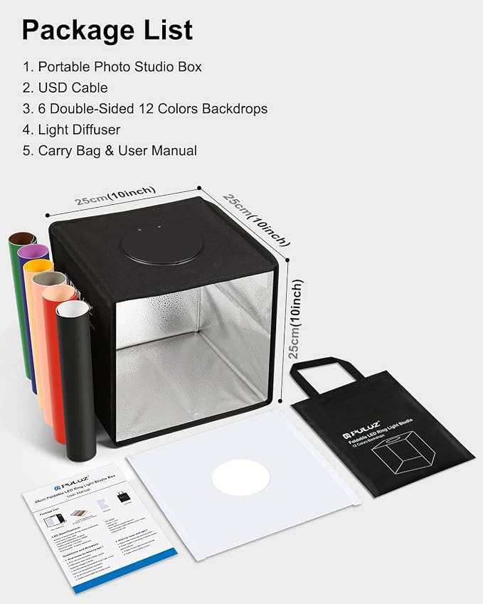 10"x10" Mini Photo Light Box, PULUZ Portable Lightbox