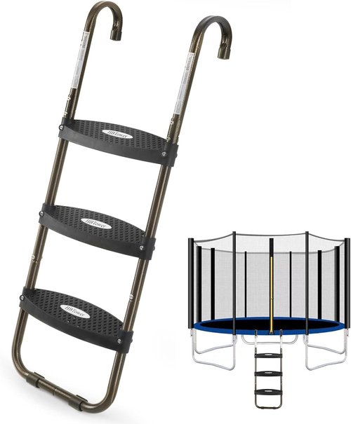 HBTower Trampoline Ladder - 3-Step Skid-Proof Design | UV Treated Steel, 220Lbs Capacity for Kids