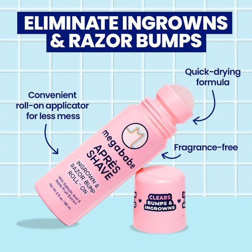 Megababe Après Shave Roll-On Treatment - Post-Shave & Waxing Care for Ingrown Hairs | 3.0 fl oz