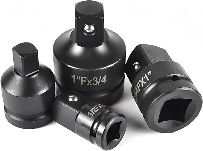 1/2" Drive (Female) x 1" (Male) Impact Socket Adapter, CR-MO Steel, Compatible with Air Impact Wrenches, Breaker Bars, Ratchets