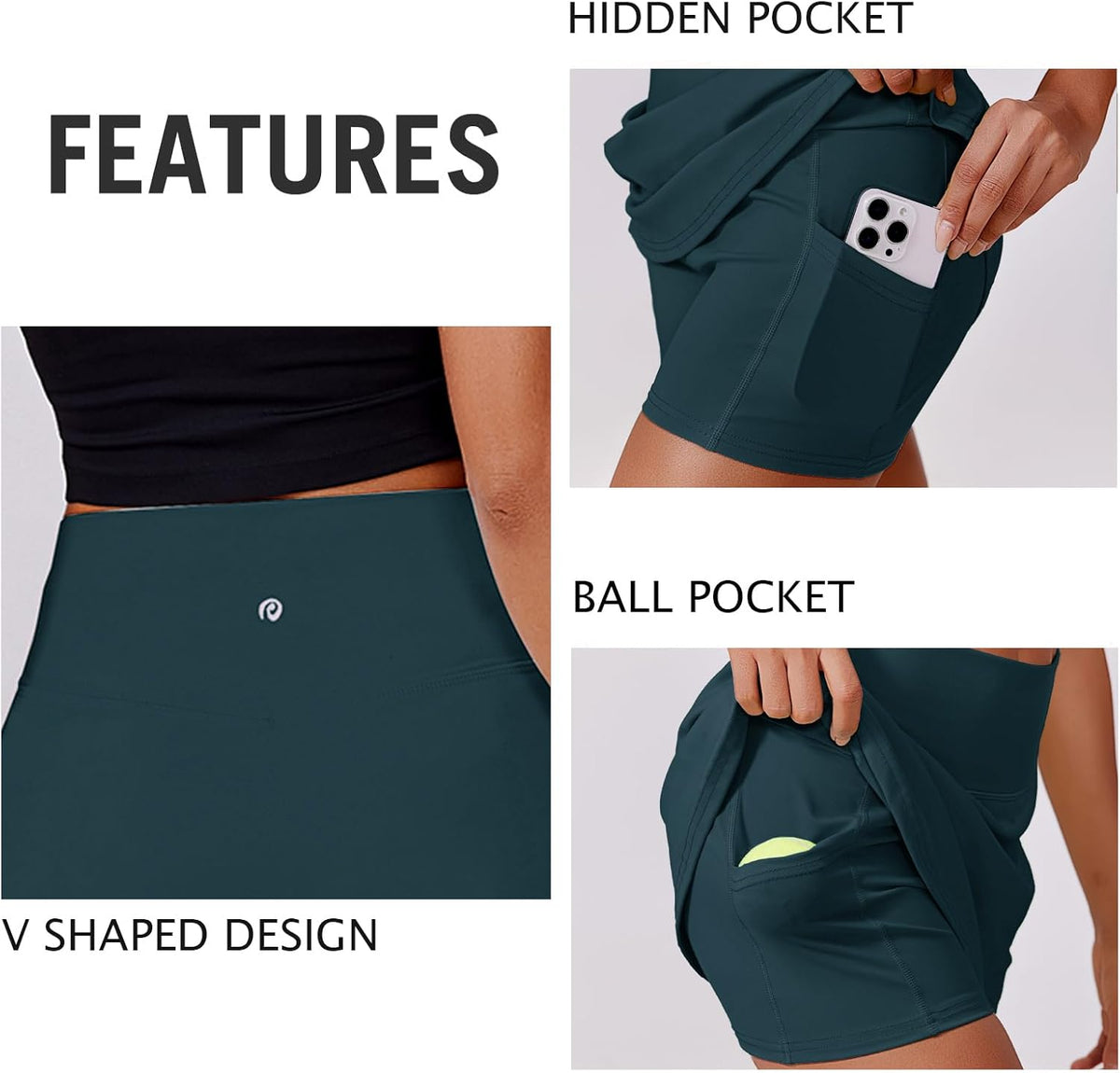 PINSPARK Women's Tennis Skirt - High Waisted Golf Skort with 2 Pockets | Stretchy Athletic Design for Workout & Pickleball