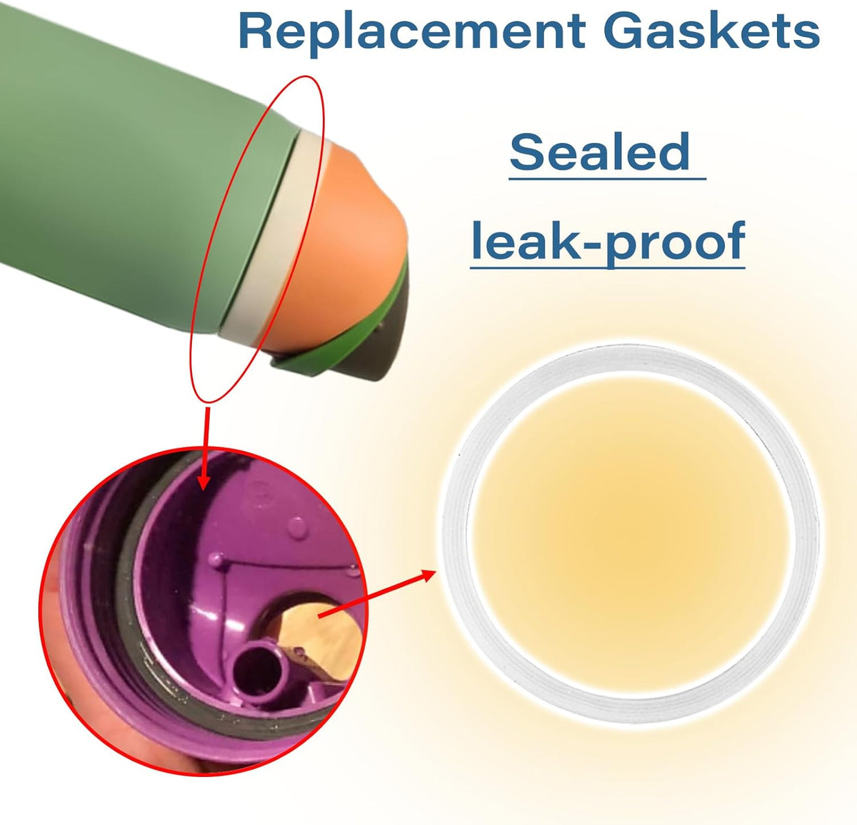 Owala | Water Bottle Gasket Replacement - 6 Silicone Lid Seals for FreeSip 19/24/32/40oz Cups