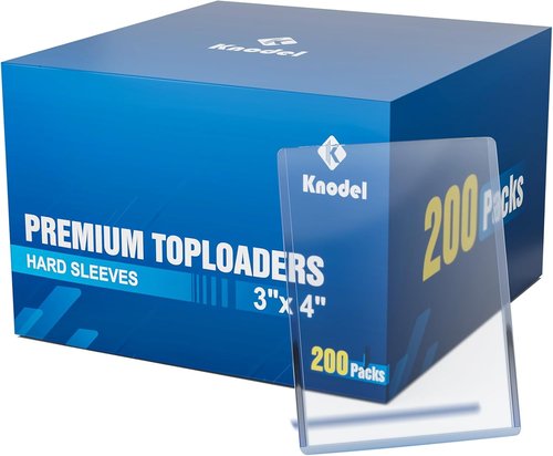 K KNODEL Card Sleeves - 3" x 4" Hard Plastic Top Load Protectors for Baseball & Football Cards (200)